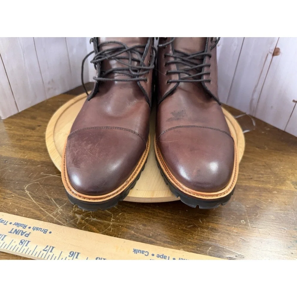 Gordon Rush Men's Brown Leather Cap Toe Lace Up Ankle Boots Lug Sole Size 10.5